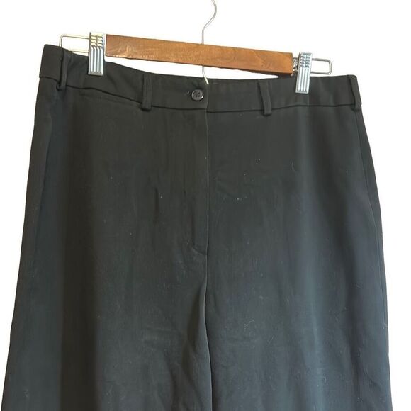 Wide Leg Trousers Black Career Business Casual Work Office Pants - Picture 2 of 5